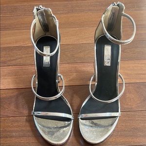 Forever 21 Open Toe Strappy Silver High Heel